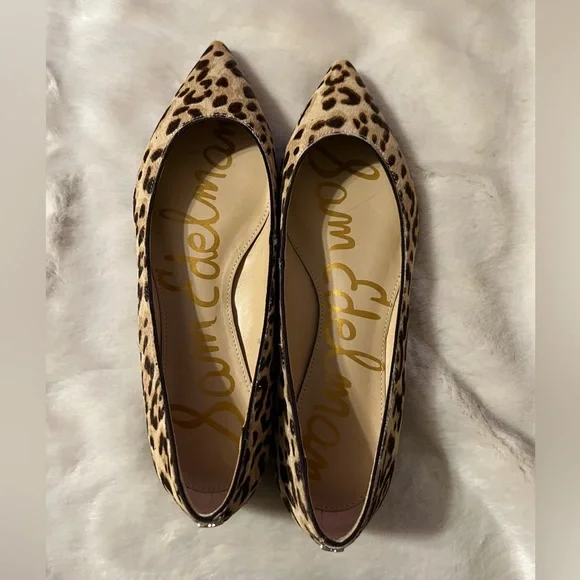 SOLD Sz 6 Sam Edelman NEW Sally Pointed Toe Cheetah Calf Hair  Leather Flats - Picture 5 of 15